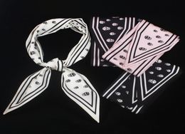 whole 2019 Europe and America 110cm tied bag handle silk scarf ribbon Ms Twill Printing silk skull head ghost wild small scar296391688971