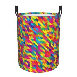 Laundry Bags Abstract Colourful Seamless Geometric Grid Dirty Basket Waterproof Home Organiser Clothing Kids Toy Storage