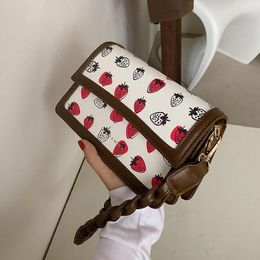 Shoulder Bags Original Brand High-end Handbags Fashion Ins Messenger Bag Square Cute Strawberry Underarm Dual-use