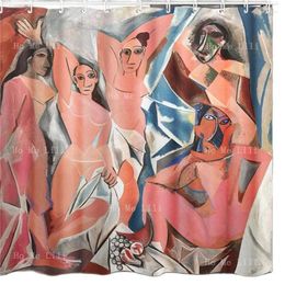 Shower Curtains Abstract Modern Art The Maiden Of Avignon Pastel Decorative Famous Paintings Picasso Curtain For Bathroom Decor