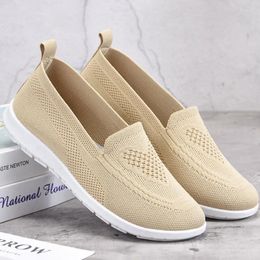 Casual Shoes Ballet Flats Women Red Comfortable Knitted Slip-on Women's Loafers Ladies Platform Creepers Grandmother Mom Sport Sneakers