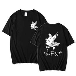 Men's T-Shirts Summer T-shirt Lil Peep Hip Hop Singer Loose and Fun Print Harajuku Mens Casual Unique Short sleeved Top Womens Q240514