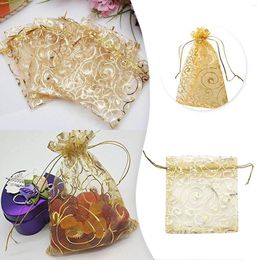 Gift Wrap 100pcs Champagne Eyelash Drawstring Pouches Jewellery Party Wedding Festival Gifts Bags Candy Clear Acrylic Beads Garland