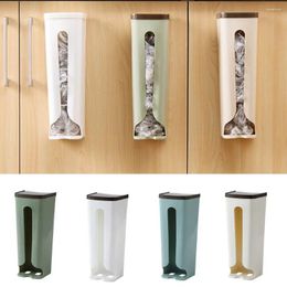 Storage Bottles Plastic Trash Bag Dispenser Wall Mounted With Lid Grocery Garbage Holder Box For Kitchen Bathroom