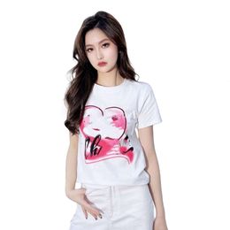 Womens s o-neck short sleeve print love heart pattern cotton summer t-shirts tees SMLXLXXL3XL