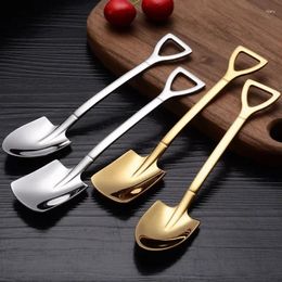 Spoons 304 Creative Retro Shovel Coffee Stainless Steel Dessert Watermelon Ice Cream Spoon Tip Flat Kitchen Accessories