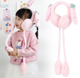 Berets Cute Cartoon Headband Ladies Children Winter Soft Carrot Ears Moving Warm Earmuffs Plush6359258