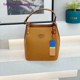 2024 Store shoulder bag 65% off Luxury Handbag Designer Women's Brand Bag High End Soft Leather Bucket Popular Womens New Trendy and Simple Single Shoulder Underarm