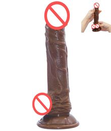 Simulation Dildo With Suction Cups Flexible Big Head Brown Penis Mould Huge Vaginal Clitor Stimulator Erotic Sex Toys for Women2586651