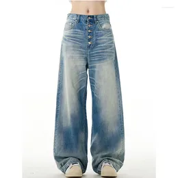 Women's Jeans Summer Blue Baggy Oversize Vintage Cowboy Pants Harajuku Aesthetic Denim Trousers Y2k Trashy 2000s Style Clothes