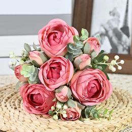 Decorative Flowers Pretty 10 Heads Easy To Care Wedding Bride Bouquets DIY Baby Shower Centrepiece Artificial Flower Supply