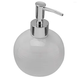 Liquid Soap Dispenser Ceramic Dish Empty Press Pump Bottle Refillable Lotion For Kitchen Bathroom ( White )