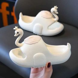 Slipper Cute Swan Children Slippers Summer Toddler Sandals Soft EVA Baby Slippers Beach Shoes Slide Girls Boys Cartoon Kids Slipper Y240514