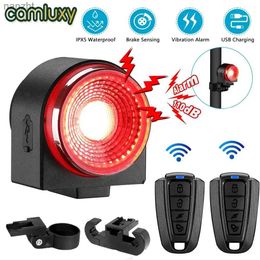Alarm systems Camluxy waterproof intelligent automatic brake sensing light wireless bicycle doorbell USB charging remote control bicycle anti-theft light WX