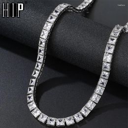 Link Bracelets Hip Hop 8MM Iced Out Square Tennis Chain Necklace Bling Full Cubic Zircon Crystal Necklaces For Men Women Jewelry