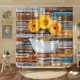 Shower Curtains Rustic Wood Sunflower Curtain