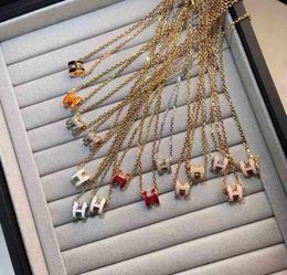 Mini small h Necklace women039s s 925 Sterling Sier V gold letter pendant niche dign versatile women039s clavicle chain1484540
