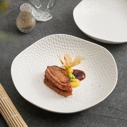 Plates Creative Wood Grain Texture Ceramic Western Plate Home 2024 High-end El Restaurant Commercial Lace Salad