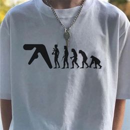 Men T-Shirt Aphex Twin Oversized Cotton Tops Harajuku Short Sleeve Tee Y2k Streetwear Korean Fashion Vintage Aesthetic Clothing 240514