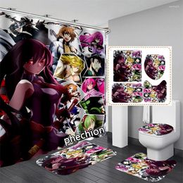 Shower Curtains Phechion Anime Akame Ga KILL! 3D Print Waterproof Bathroom Curtain Toilet Cover Mat Non-Slip Floor (1/3/4Pcs) W51