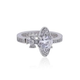 Designer High version Westwoods light luxury with full diamond opening horizontal track large zircon ring Nail