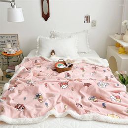 Blankets Fresh And Simple Ins Children's Lamb Fleece Blanket Double-Layer Thickened Sofa Shawl Skin-Friendly Warm Nap