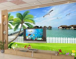 Wallpapers Home Decoration 3d Room Wallpaper Landscape Sea Tree Po Custom TV Setting Wall Of Sitting Sofa