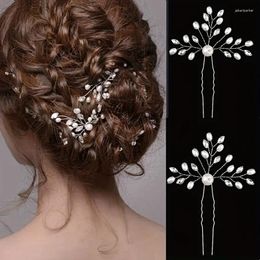 Hair Clips Fashion Crystal Pearl Rhinestone Hairpins Stick Clip For Women Bridal Accessories Party Wedding Jewelry