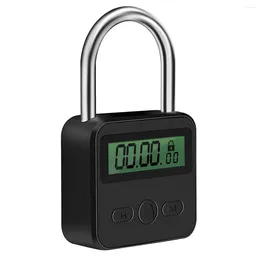 Decorative Plates Metal Timer Lock LCD Display Multi-Function Electronic Time 99 Hours Max Timing USB Rechargeable Padlock Black