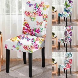 Chair Covers Beautiful Butterfly Print Dining Cover Strech Elastic Slipcover Multicolor Seat For Kitchen Stools Home Decor