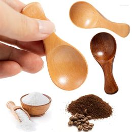 Spoons 1/2Pcs Mini Wooden Small Spice Condiment Spoon Sugar Tea Coffee Scoop Home Short Handle Wood Kids Kitchen Gadget