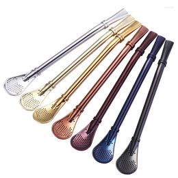 Disposable Cups Straws 2 1 PCS Creative Stainless Steel Drinking Straw Philtre Spoon Handmade Yerba Mate Tea Bombilla Gourd Washable Tools