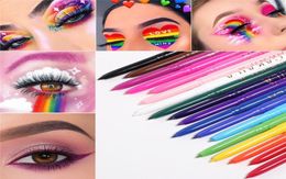 18 Color Raninbow Eyeliner Liquid Waterproof Colorful Matte Charming Eye Liner Blue Red Green White Gold Brown Eyliner Pen3111861