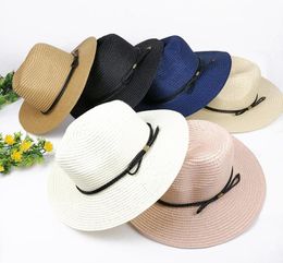 Sun Hats For Women Panama Straw Hat Summer Casual Flat Brim Beach Hat 2019 Adjustable Foldable Ladies Sombrero3902251