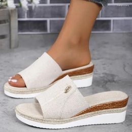 Slippers Comemore 2024 Rome Peep Toe Women's Wedge Outdoor Comfort Casual Ladies Slides Shoe Sandals Summer Shoes For Women