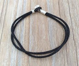 Fabric Cord Bracelet Black Authentic 925 SilverFits European Style Jewelry Charms Beads Andy Jewel 590749CBK-S6001971