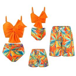 Family Matching Outfits 2024 New Family Mother Daughter Bikini Swimsuit Beach Swimsuit Mom and Me Clothing Matching Set T240513