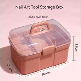Storage Boxes Bins Large capacity ergonomic Organiser nail gel polishing storage box for nail art supplies container professional nail tools S24513