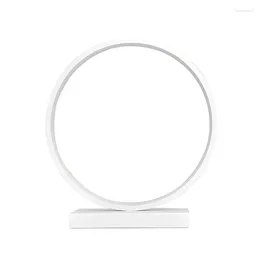 Table Lamps Bedroom Decoration Desk Lamp Switch Dimming Reading Book Lights LED Night Light Minimalist Ring Bedside White