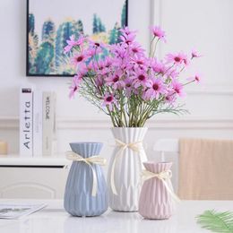 Vases Simple Modern White Ash Pink Origami Ceramic And Flowers Home Soft Decorative Ornaments