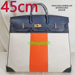 Bk Leather Handbag Trusted Luxury 45cm Platinum Bag Canvas Cowhide Unisex Large Capacity Handbag Cowhide Travel Bag Customization have logo HBX7ZY