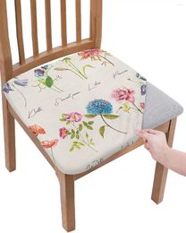Chair Covers Vintage Flowers Herbaceous Plant Linen Texture Elastic Seat Cover For Slipcovers Home Protector Stretch