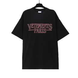 Vet letter Printed Tee black Colour Short Sleeves Men Women Summer Casual Hip Hop Street Skateboard T-shirt oversized design