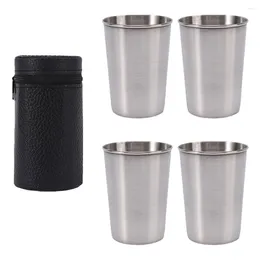 Mugs 170ML Outdoor Practical Travel Stainless Steel Cups Mini Set Glasses For Whisky Wine With Case Portable Drinkware