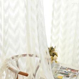 Curtain Simple Modern Warp Knitted W Pattern Gauze Curtains For Living Dining Room Bedroom