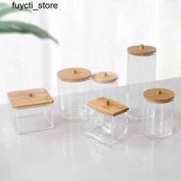 Storage Boxes Bins Cotton Swab storage box makeup organizer Qtip container cosmetics small changes jewelry storage box bamboo lid jar household storage S24513