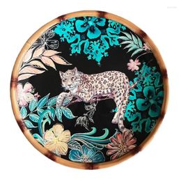 Plates High Grade Bone China American Exotic Jungle Leopard Ceramic Double Ear Style Retro Western Dining Plate Tray