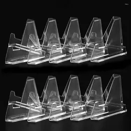 Decorative Plates 10Pcs Clear Acrylic Easels Plate Holders Pictures Display Stands Coin Stand Bracket Medals Badge Show