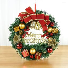 Decorative Flowers 30cm Christmas Wreath Artificial Pine Needle Branch Red Berries For Xmas Front Door Home Decoration Garland Year Noel