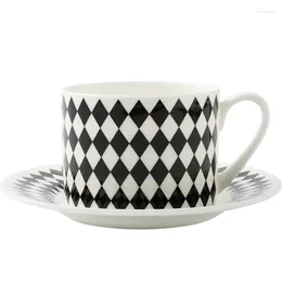 Mugs Bone China Coffee Mug Set Nordic Black And White Geometric Cup Ceramic Cups Original Breakfast Go